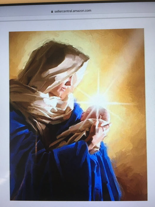 One Block Wonder Madonna and Child cotton 35" panel David Textiles by Lucas Winges