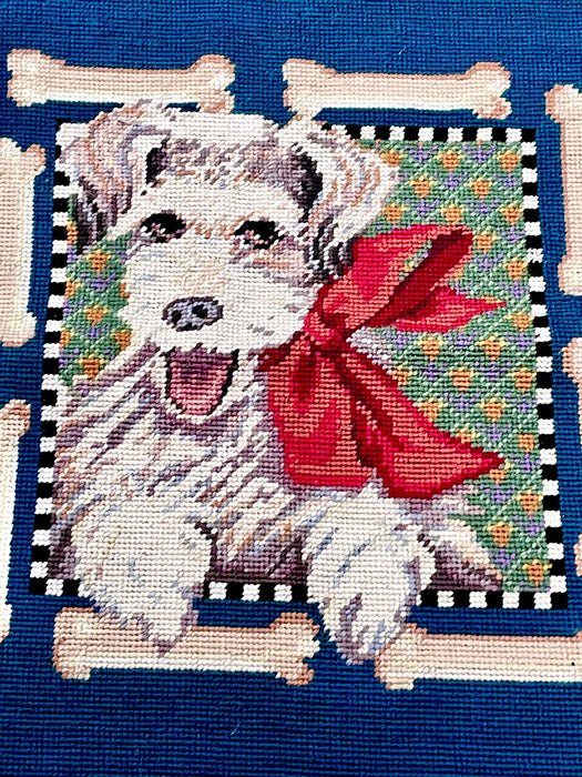 Needlepoint finished terrier dog HP2330F 12 mesh canvas tapestry wool yarn 16x18 rare
