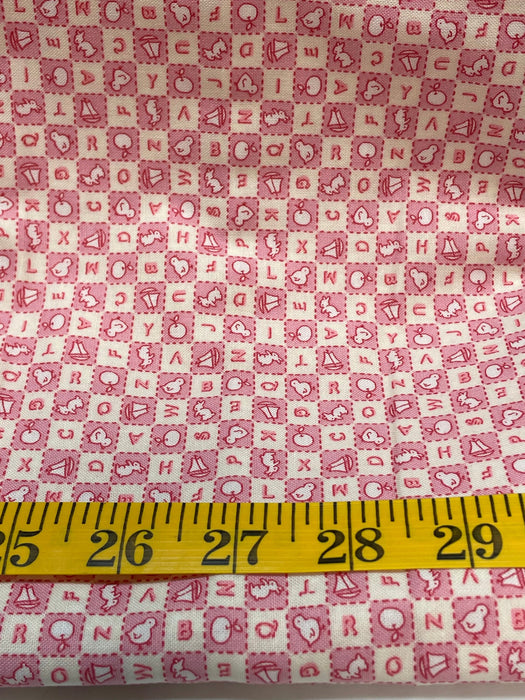 Depression feedsack print pink alphabet RJR kitchen sink 100% cotton washable