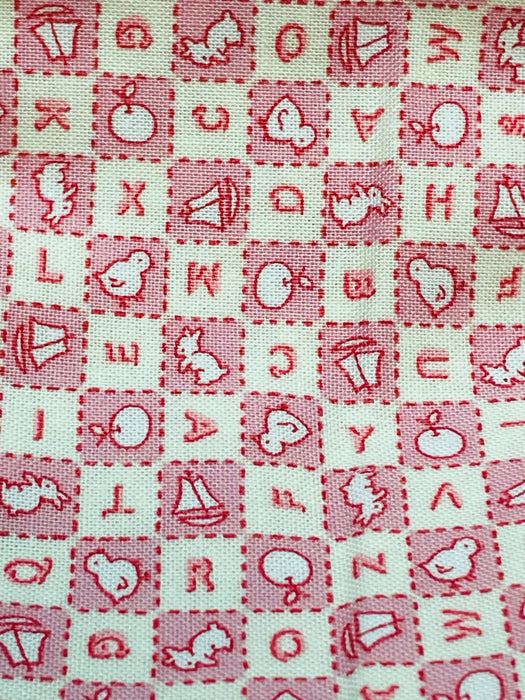 Depression feedsack print pink alphabet RJR kitchen sink 100% cotton washable
