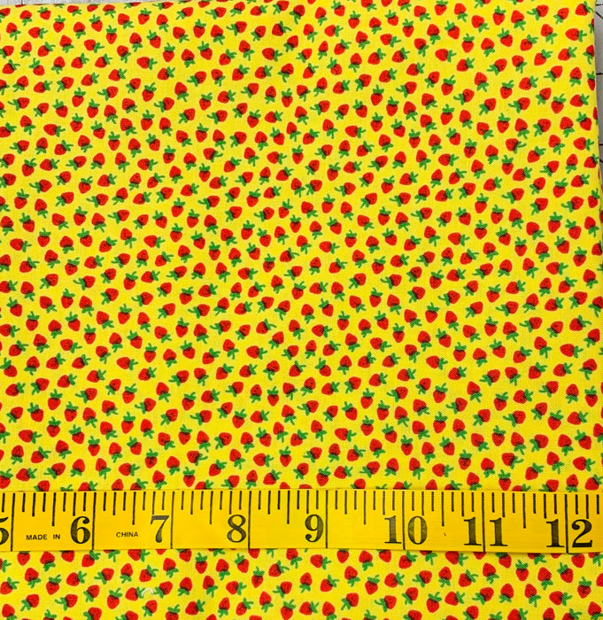 Depression 20s30s feedsack reproduction Windham Fabrics small strawberry on yellow background