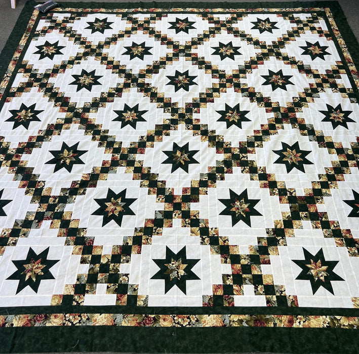 Timeless Irish Chain Star Quilt Top - Traditional Geometric Artistry