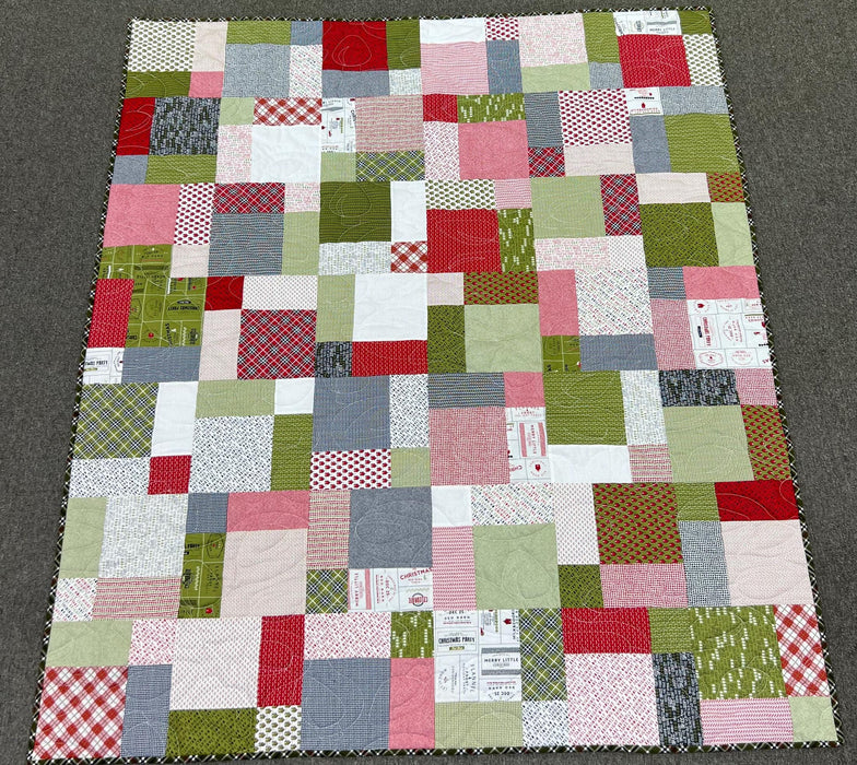 Charming Farmhouse Patchwork Quilt with Moda Red Barn Christmas Fabric
