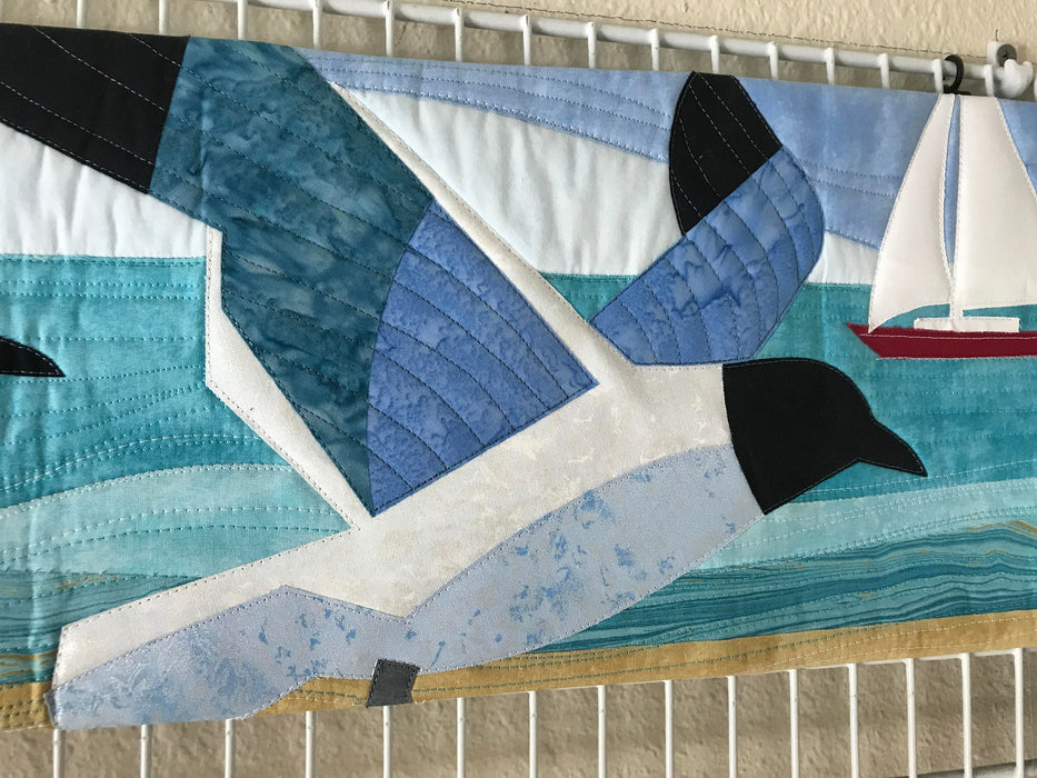 Seagulls Birds Sarasota 9x36 Sam Ward design for Alma Sue's Quilts Applique PATTERN fusible included NO Needle turn Easy Beginner 9x36