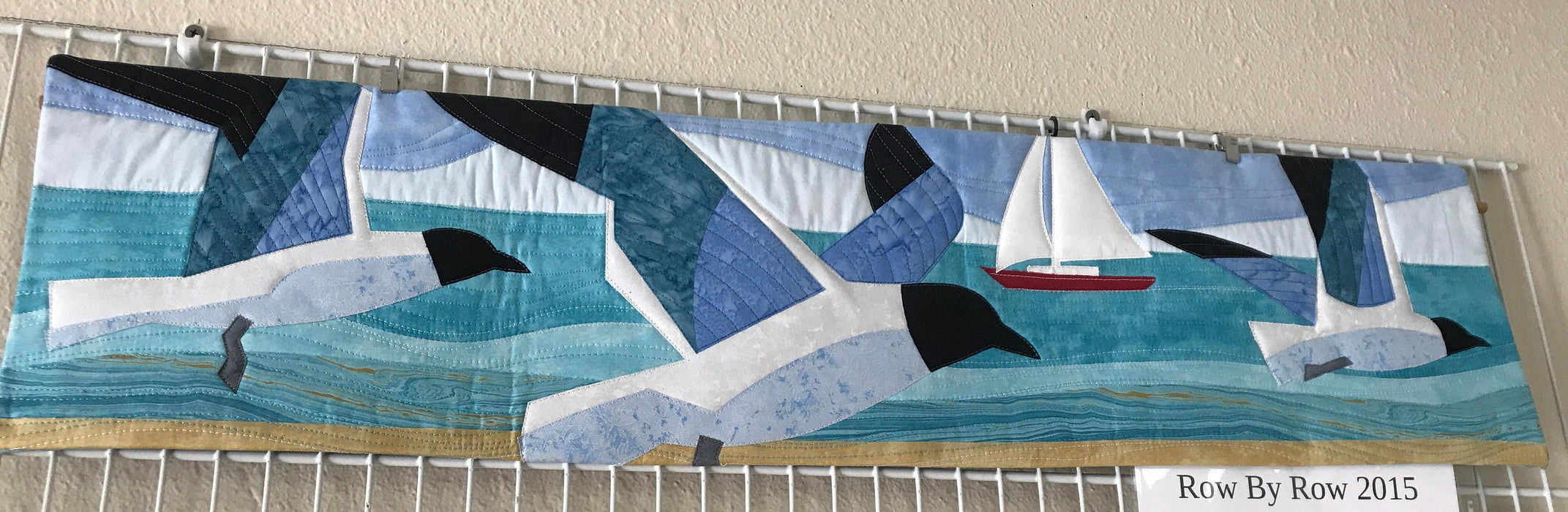Seagulls Birds Sarasota 9x36 Sam Ward design for Alma Sue's Quilts Applique PATTERN fusible included NO Needle turn Easy Beginner 9x36