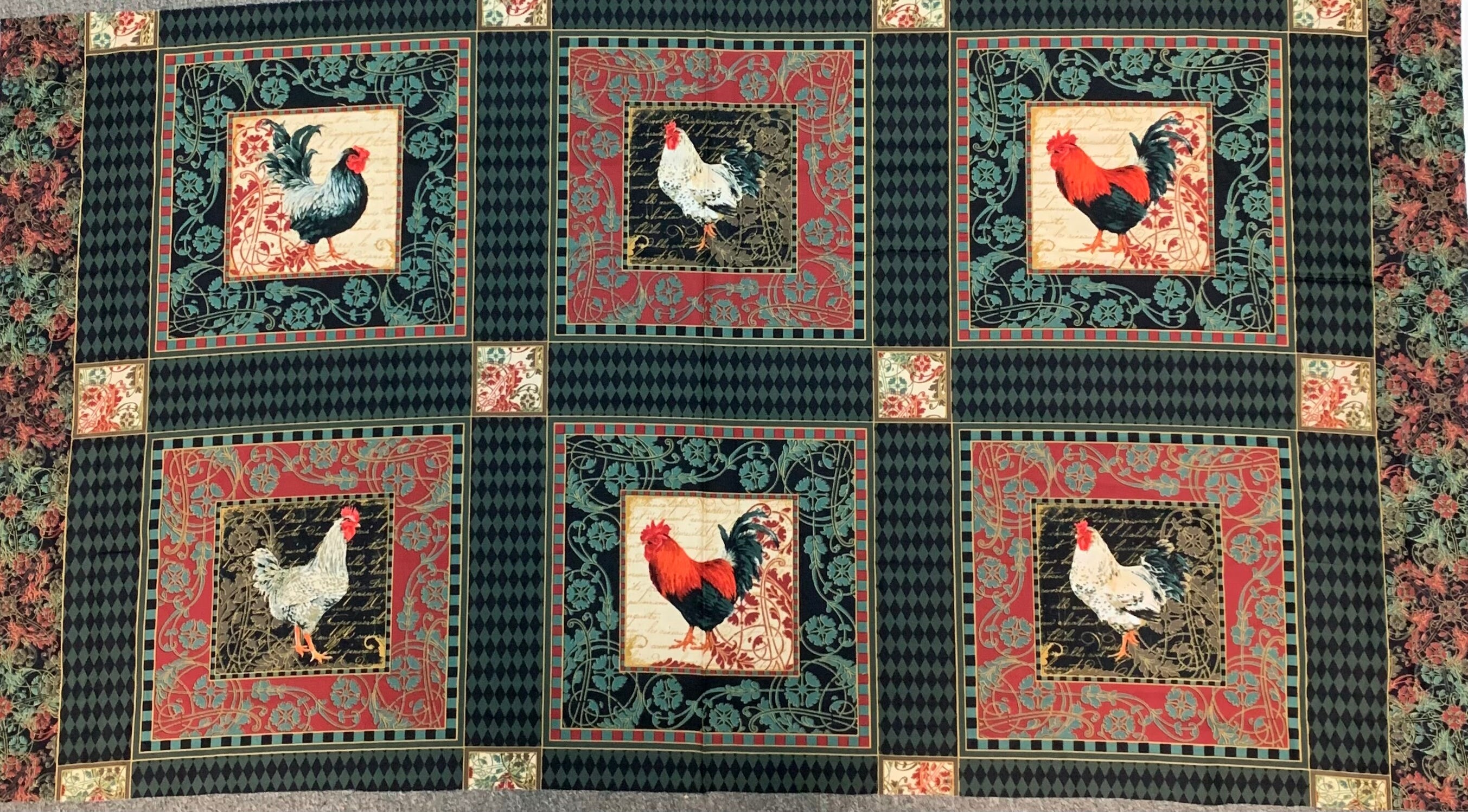 French Roosters Panel by Rebecca Baer — Alma Sue's Quilts