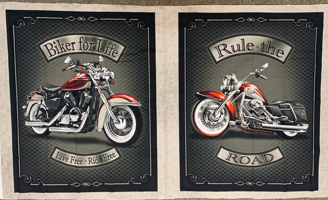Biker for Life / Rule the Road pillow Panel by QT Fabrics