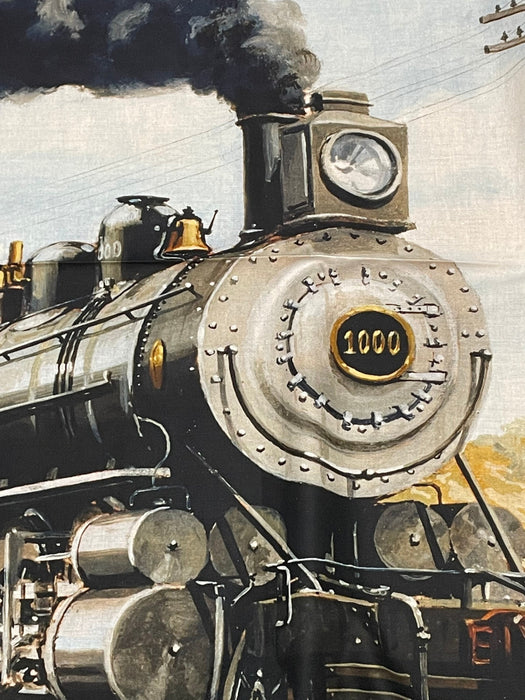 Steam engine locomotive fabric panel New Mexico Wind River Studio