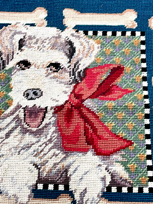 Needlepoint finished terrier dog HP2330F 12 mesh canvas tapestry wool yarn 16x18 rare