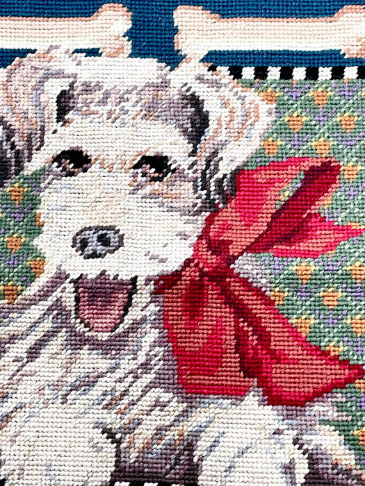 Needlepoint finished terrier dog HP2330F 12 mesh canvas tapestry wool yarn 16x18 rare