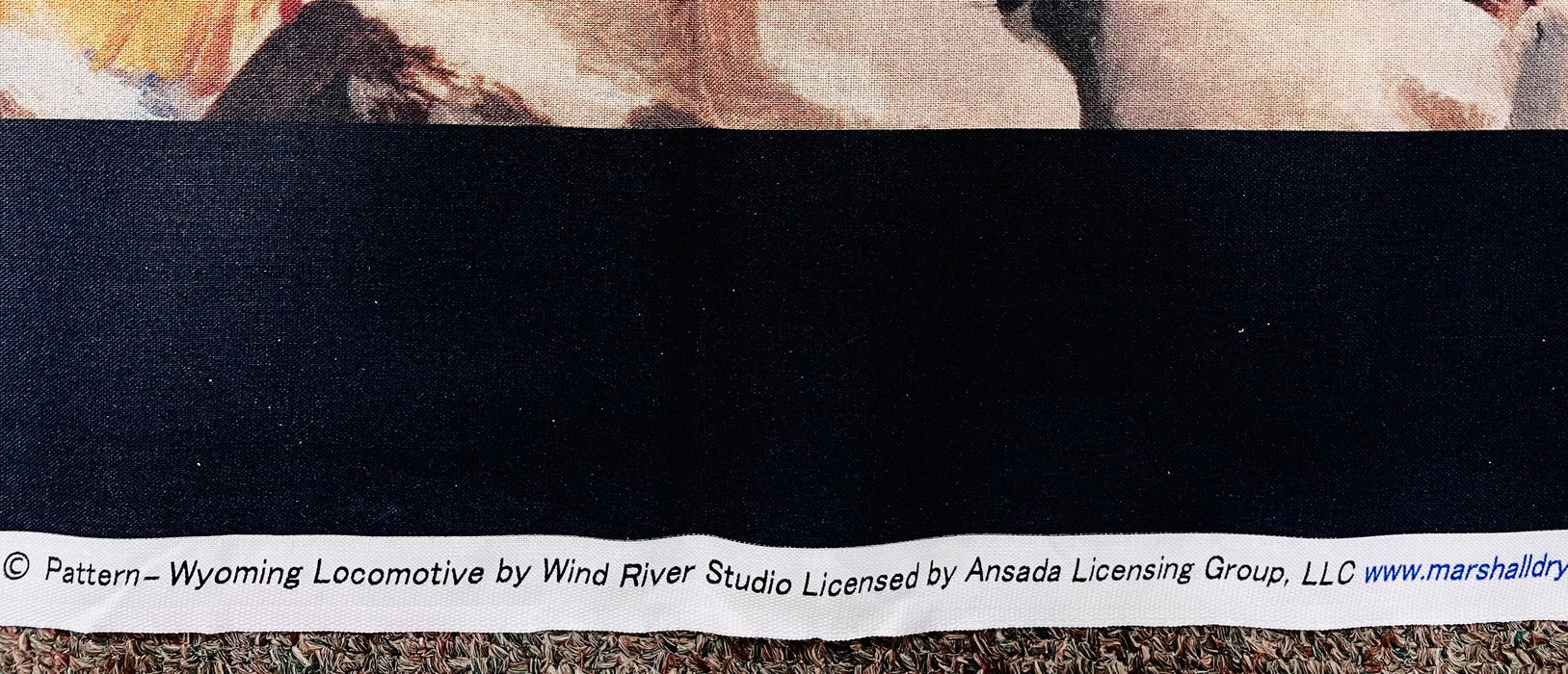 Wyoming locomotive steam engine trestle cotton panel wind River studio Ansada license rare