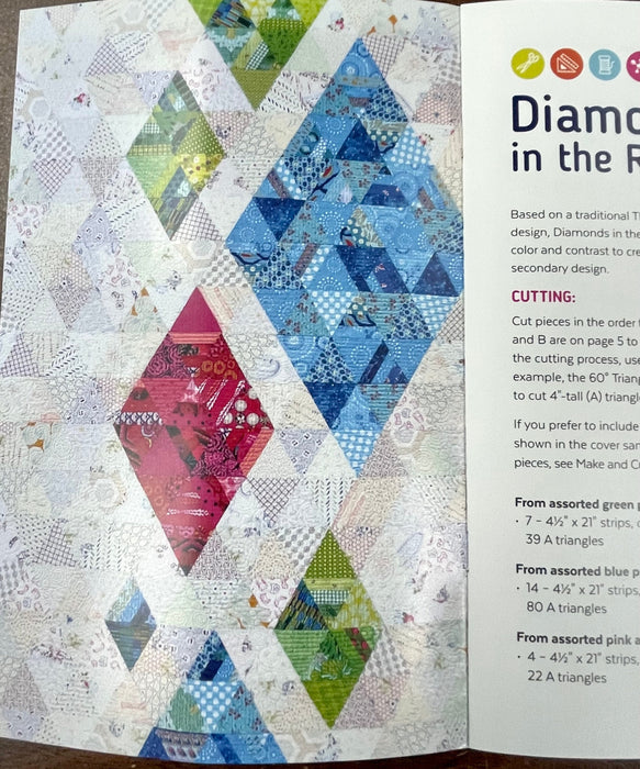 Modern quilt pattern Diamonds in the Rough 2 sizes crib, large throw, skill level intermediate paper templates included