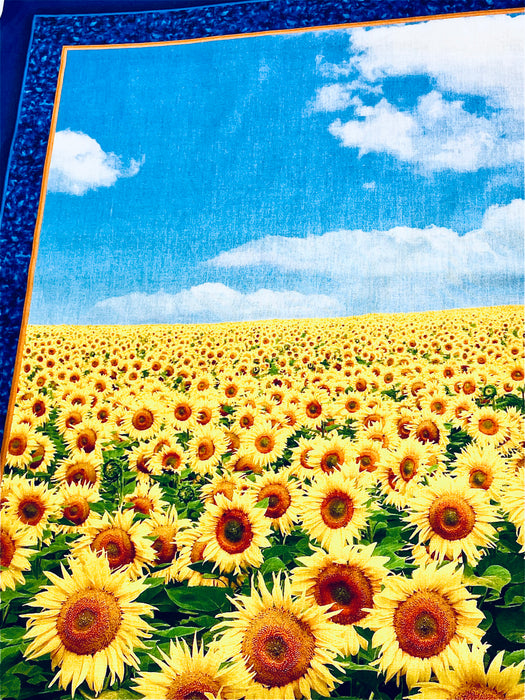 Sunflower field blue sky valley digital print panel 36x42