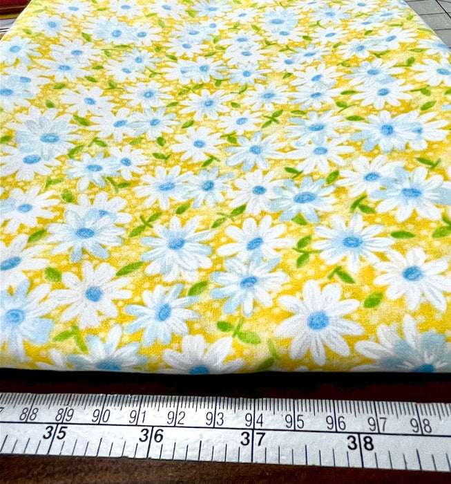 29s 30s fabric depression feedsack reproduction white daisies on yellow 100% cotton by the yard