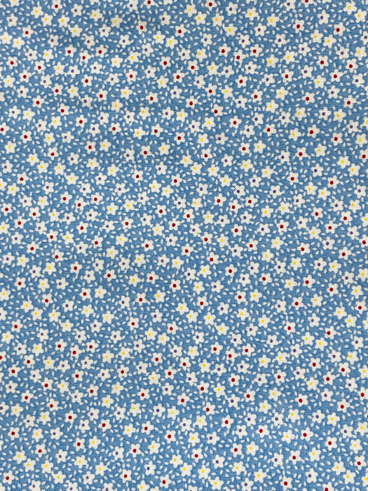 Depression feedsack print reproduction blue treasures from the attic back in stock 100% cotton washable