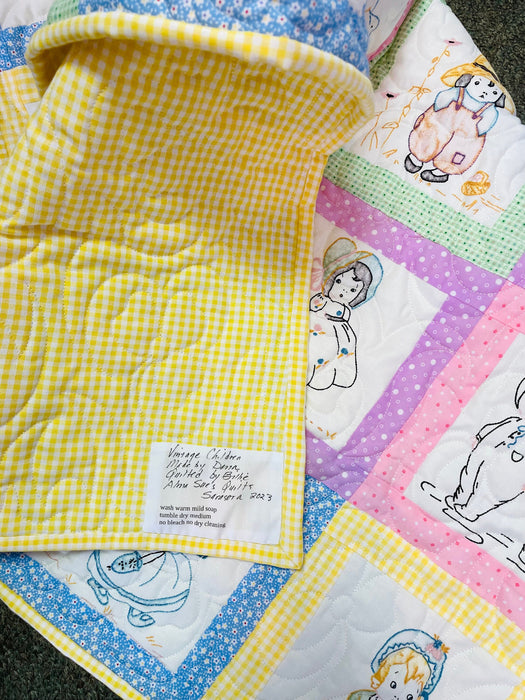 Baby quilt Amish made vintage children 30x38 cotton washable