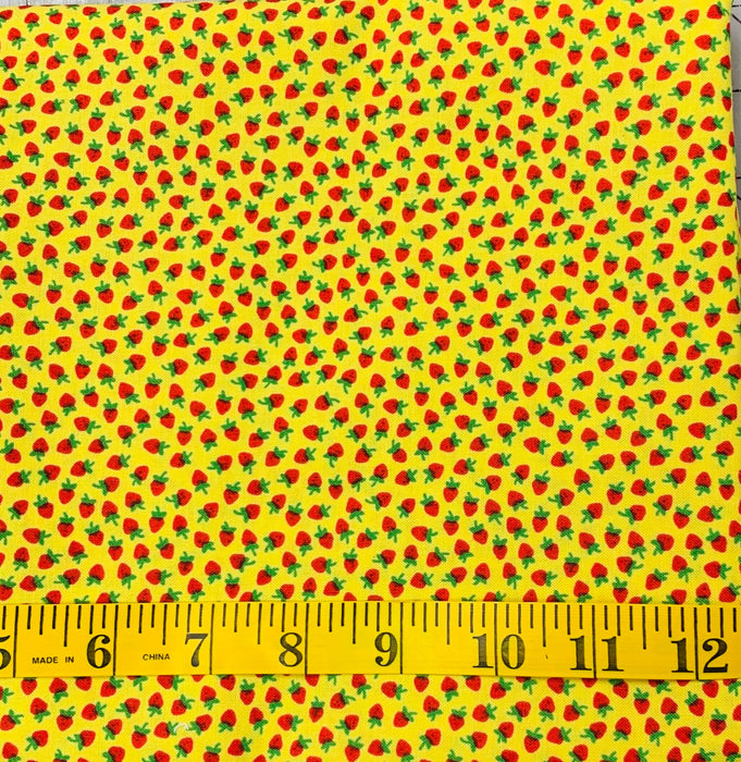 Depression 20s30s feedsack reproduction  Windham Fabrics small strawberry on yellow background