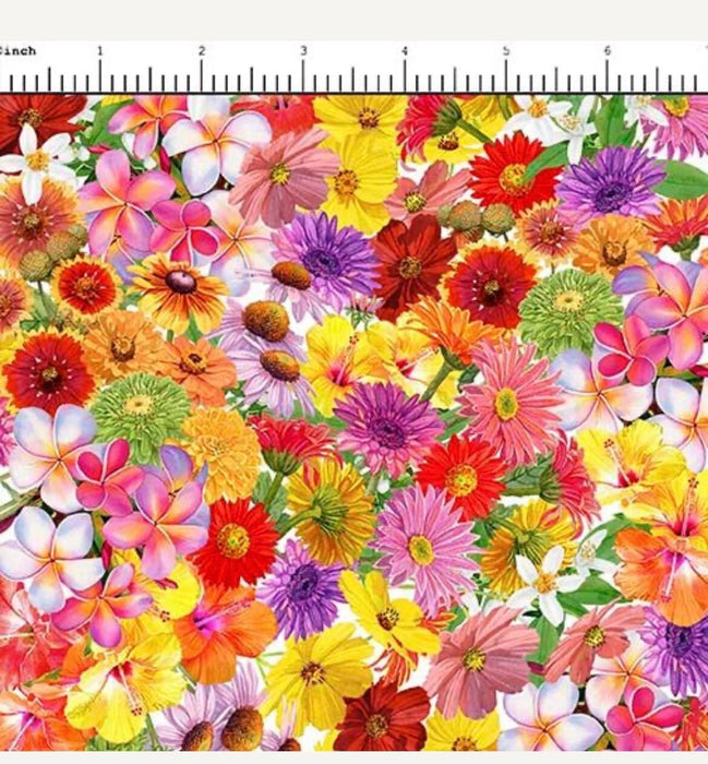 Florida shop hop 2024 fabric hibiscus floral 100% cotton QT fabrics one of 8 prints