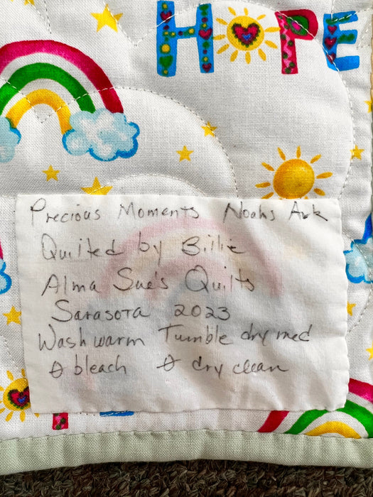 Precious Moments "Let Your Dreams Set Sail" Noah's Ark Baby Quilt featuring Rainbow of Hope