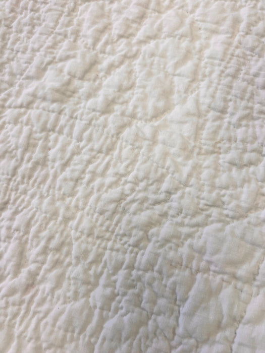 Vintage Double Wedding Ring 1940s Feedsack Quilt Handmade Hand Quilted