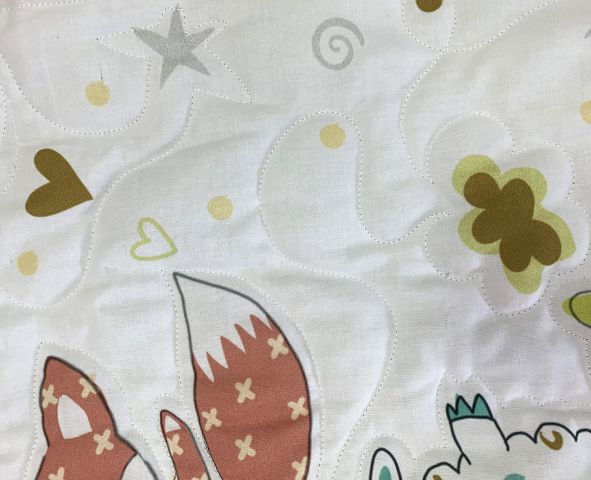Jungle Friends Baby Quilt - Elephant, Panda, Giraffe Amish Machine Quilted cotton machine washable