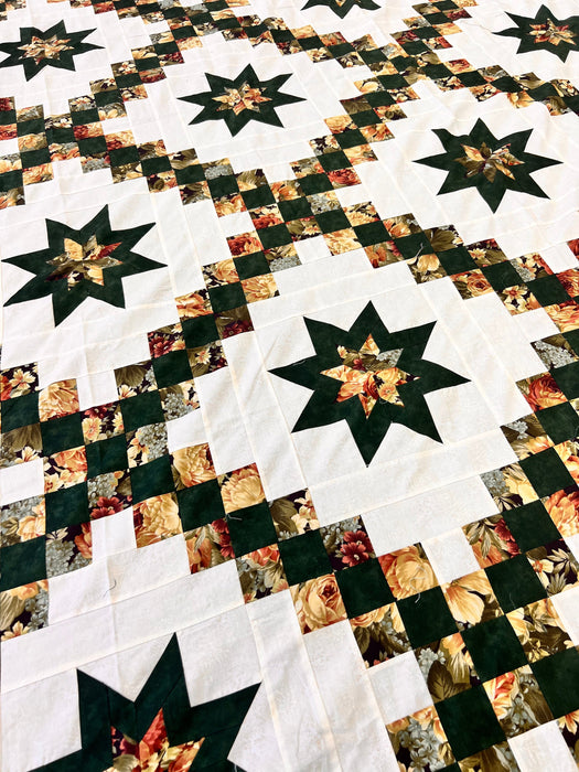 Timeless Irish Chain Star Quilt Top - Traditional Geometric Artistry