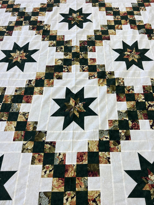 Timeless Irish Chain Star Quilt Top - Traditional Geometric Artistry