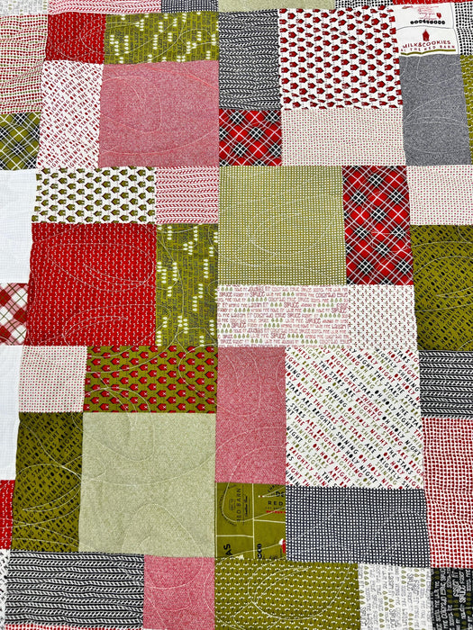 Charming Farmhouse Patchwork Quilt with Moda Red Barn Christmas Fabric