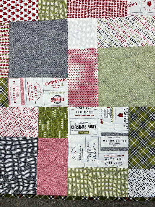 Charming Farmhouse Patchwork Quilt with Moda Red Barn Christmas Fabric